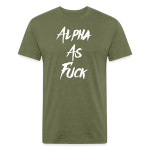 ALPHA AS FUCK - MEN'S PREMIUM S/S TEE - heather military green
