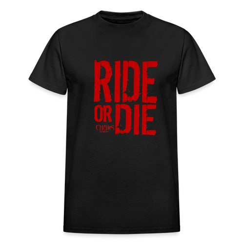 RIDE OR DIE - T-SHIRT with RED LOGO - black