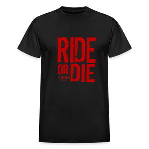 RIDE OR DIE - T-SHIRT with RED LOGO - black