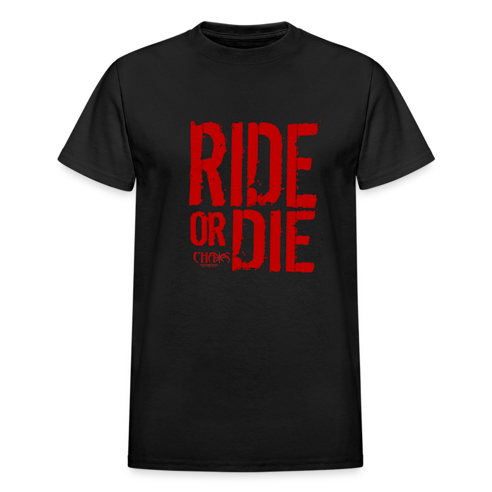 RIDE OR DIE - T-SHIRT with RED LOGO - black