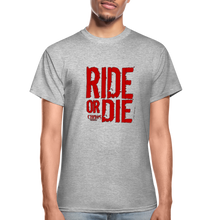 RIDE OR DIE - T-SHIRT with RED LOGO - heather gray