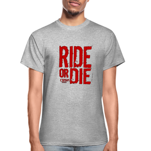 RIDE OR DIE - T-SHIRT with RED LOGO - heather gray