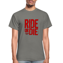 RIDE OR DIE - T-SHIRT with RED LOGO - charcoal