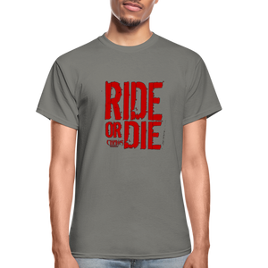 RIDE OR DIE - T-SHIRT with RED LOGO - charcoal