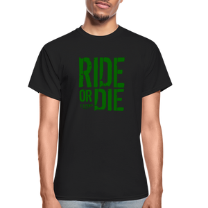 RIDE OR DIE T-SHIRT W/ GREEN LETTERING - black
