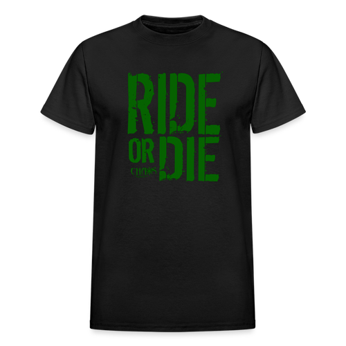 RIDE OR DIE T-SHIRT W/ GREEN LETTERING - black
