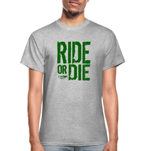 RIDE OR DIE T-SHIRT W/ GREEN LETTERING - heather gray
