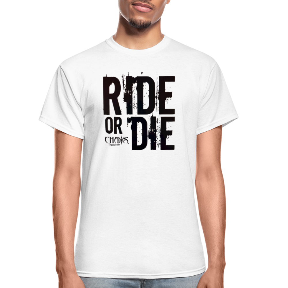 RIDE OR DIE T-SHIRT W/ BLACK LETTERING - white