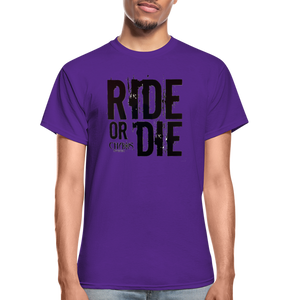 RIDE OR DIE T-SHIRT W/ BLACK LETTERING - purple