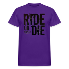 RIDE OR DIE T-SHIRT W/ BLACK LETTERING - purple