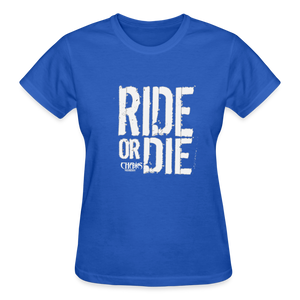 Ride Or Die Women's T-Shirt White Logo - royal blue