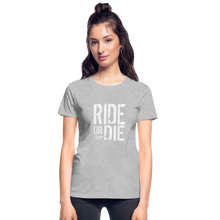 Ride Or Die Women's T-Shirt White Logo - heather gray