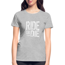 Ride Or Die Women's T-Shirt White Logo - heather gray