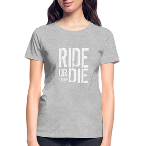 Ride Or Die Women's T-Shirt White Logo - heather gray
