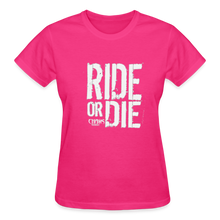 Ride Or Die Women's T-Shirt White Logo - fuchsia