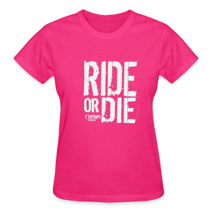 Ride Or Die Women's T-Shirt White Logo - fuchsia