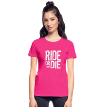 Ride Or Die Women's T-Shirt White Logo - fuchsia