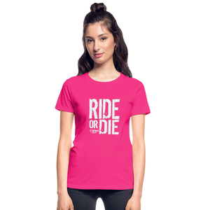 Ride Or Die Women's T-Shirt White Logo - fuchsia