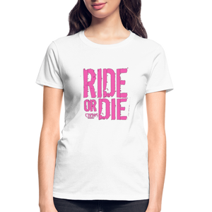 Ride Or Die Women's T-Shirt Pink Logo - white