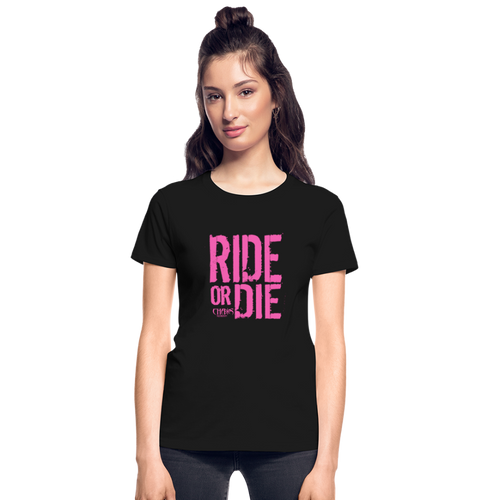 Ride Or Die Women's T-Shirt Pink Logo - black
