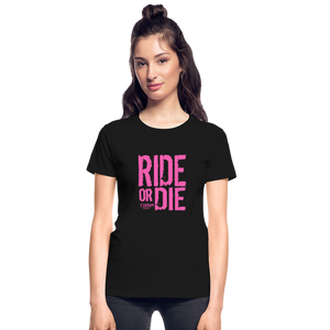 Ride Or Die Women's T-Shirt Pink Logo - black