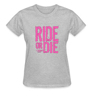 Ride Or Die Women's T-Shirt Pink Logo - heather gray