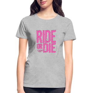 Ride Or Die Women's T-Shirt Pink Logo - heather gray