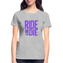Ride Or Die Women's T-Shirt Purple Logo - heather gray