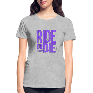 Ride Or Die Women's T-Shirt Purple Logo - heather gray
