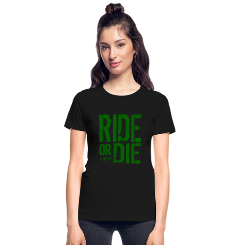 Ride Or Die Women's T-Shirt Green Logo - black