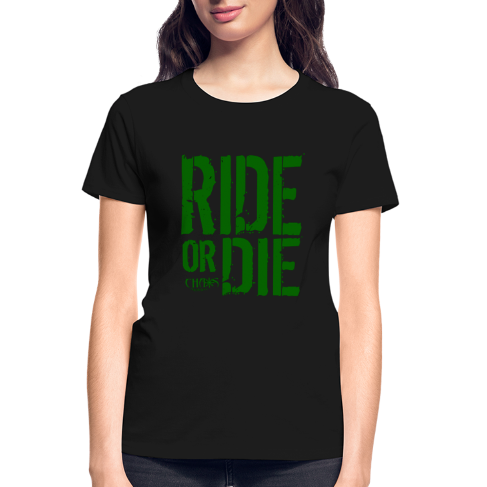 Ride Or Die Women's T-Shirt Green Logo - black