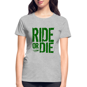 Ride Or Die Women's T-Shirt Green Logo - heather gray