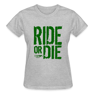 Ride Or Die Women's T-Shirt Green Logo - heather gray