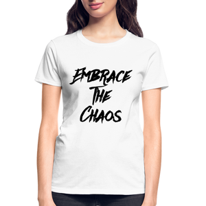 Embrace The Chaos Women's T-Shirt Black Logo - white