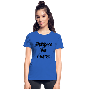 Embrace The Chaos Women's T-Shirt Black Logo - royal blue
