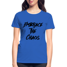 Embrace The Chaos Women's T-Shirt Black Logo - royal blue