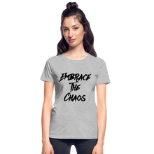 Embrace The Chaos Women's T-Shirt Black Logo - heather gray