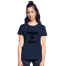 Embrace The Chaos Women's T-Shirt Black Logo - navy