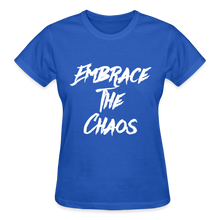 Embrace The Chaos Women's T-Shirt White Logo - royal blue
