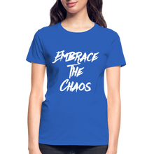 Embrace The Chaos Women's T-Shirt White Logo - royal blue