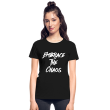 Embrace The Chaos Women's T-Shirt White Logo - black