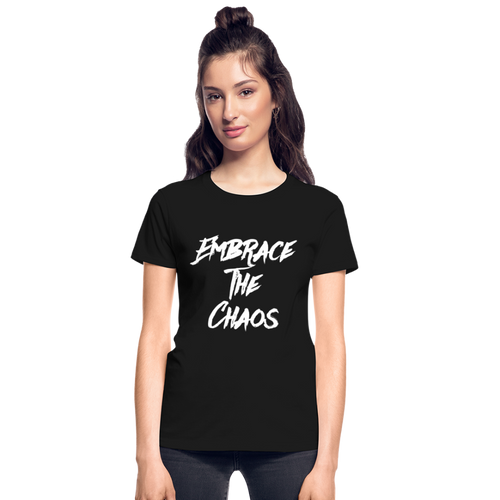 Embrace The Chaos Women's T-Shirt White Logo - black