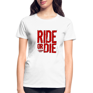 Ride Or Die Women's T-Shirt Red Logo - white