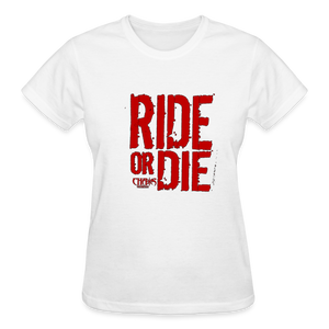 Ride Or Die Women's T-Shirt Red Logo - white