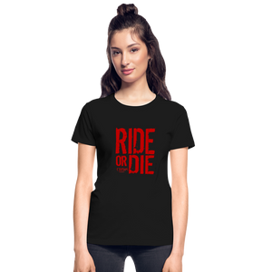 Ride Or Die Women's T-Shirt Red Logo - black