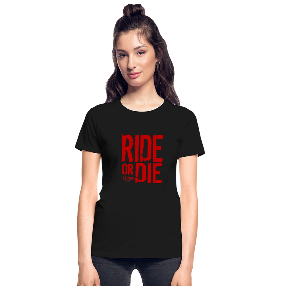 Ride Or Die Women's T-Shirt Red Logo - black