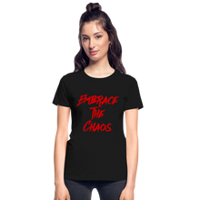 Embrace The Chaos Women's T-Shirt Red Logo - black