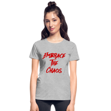 Embrace The Chaos Women's T-Shirt Red Logo - heather gray