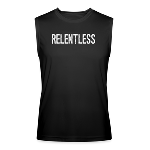 Relentless, Men’s Premium Tank with White Lettering - black