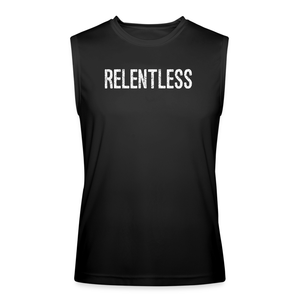 Relentless, Men’s Premium Tank with White Lettering - black